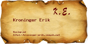 Kroninger Erik névjegykártya